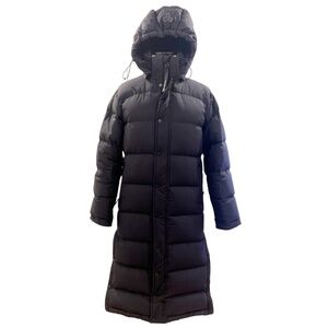 Aritzia TNA Black Super Puff Long Hooded Coat Sz XS